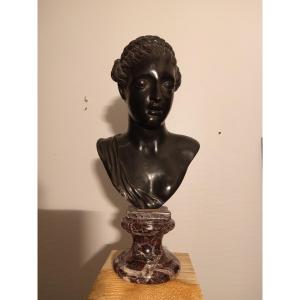 Bronze Bust Woman In Antique Italy Late 19th Century